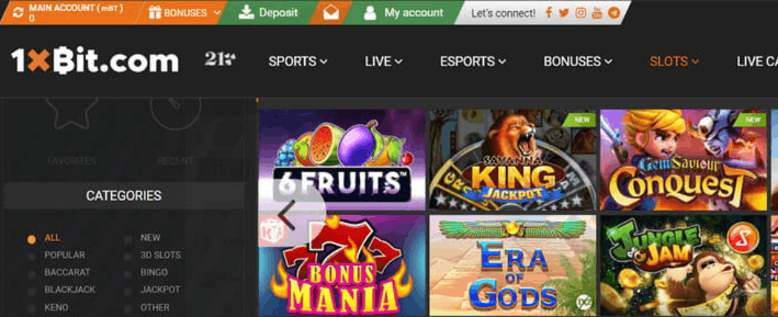 1xBit Casino – visão geral da plataforma
